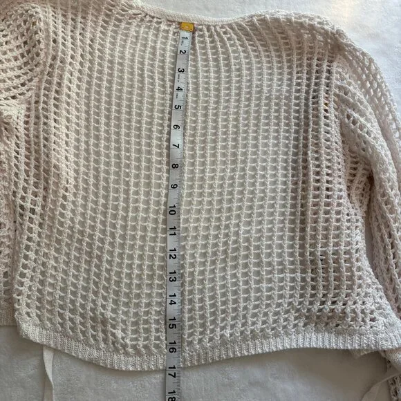 White Knit Cardigan With Yellow Lemon Embroidery & Tie Front Closure Womens XL - Picture 13 of 14